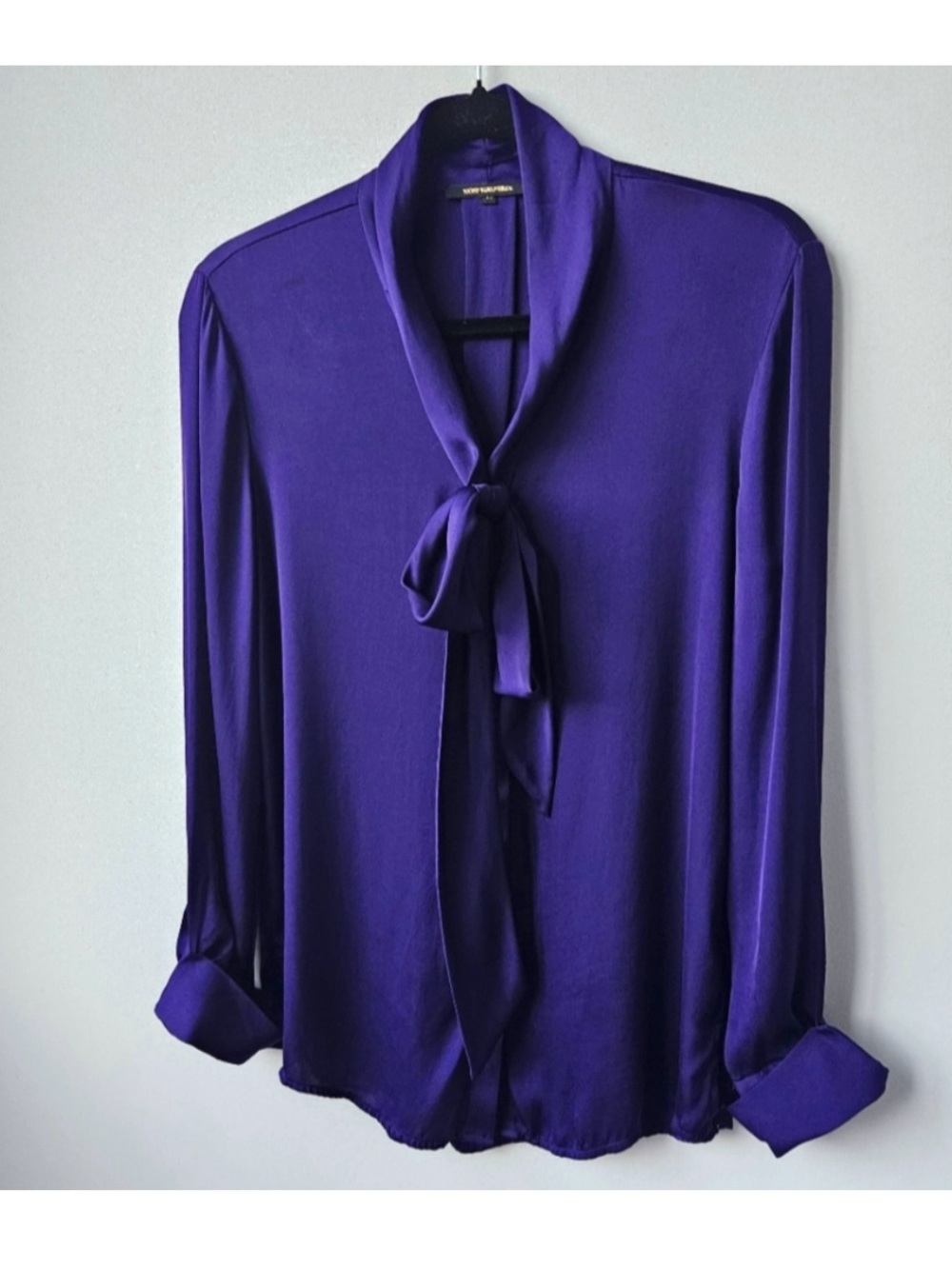 Kobi Halperin Deep Purple Silk Tie-Neck Blouse